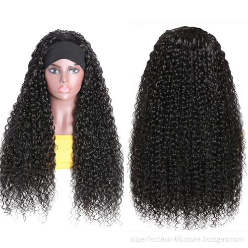 Wholesale Virgin Hair Vendors Headband Wigs For Black Women Indian Kinky Curly Water Loose Deep Wave Headbands Human Hair Wig